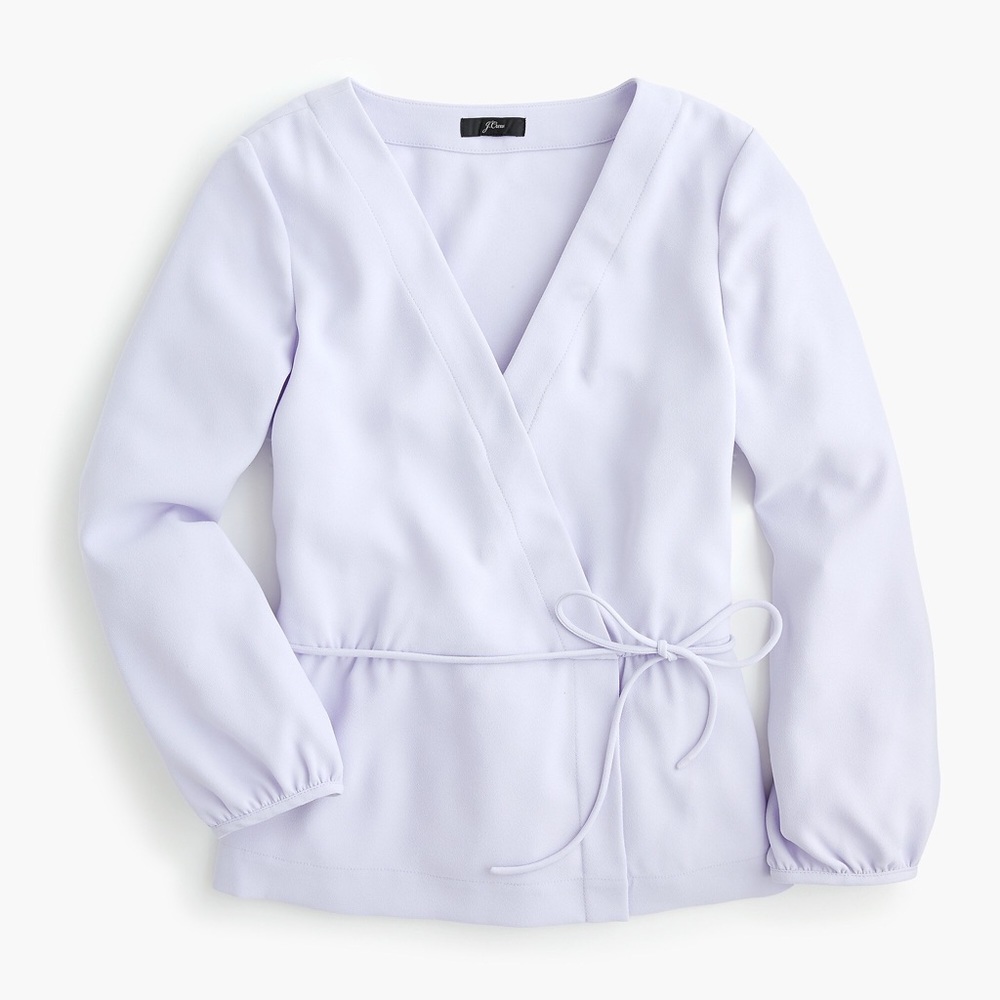 JCrew Drapey Faux-wrap Crepe Top in Lavender